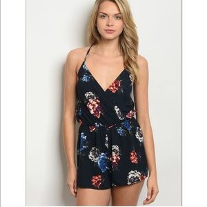 Navy Floral Romper